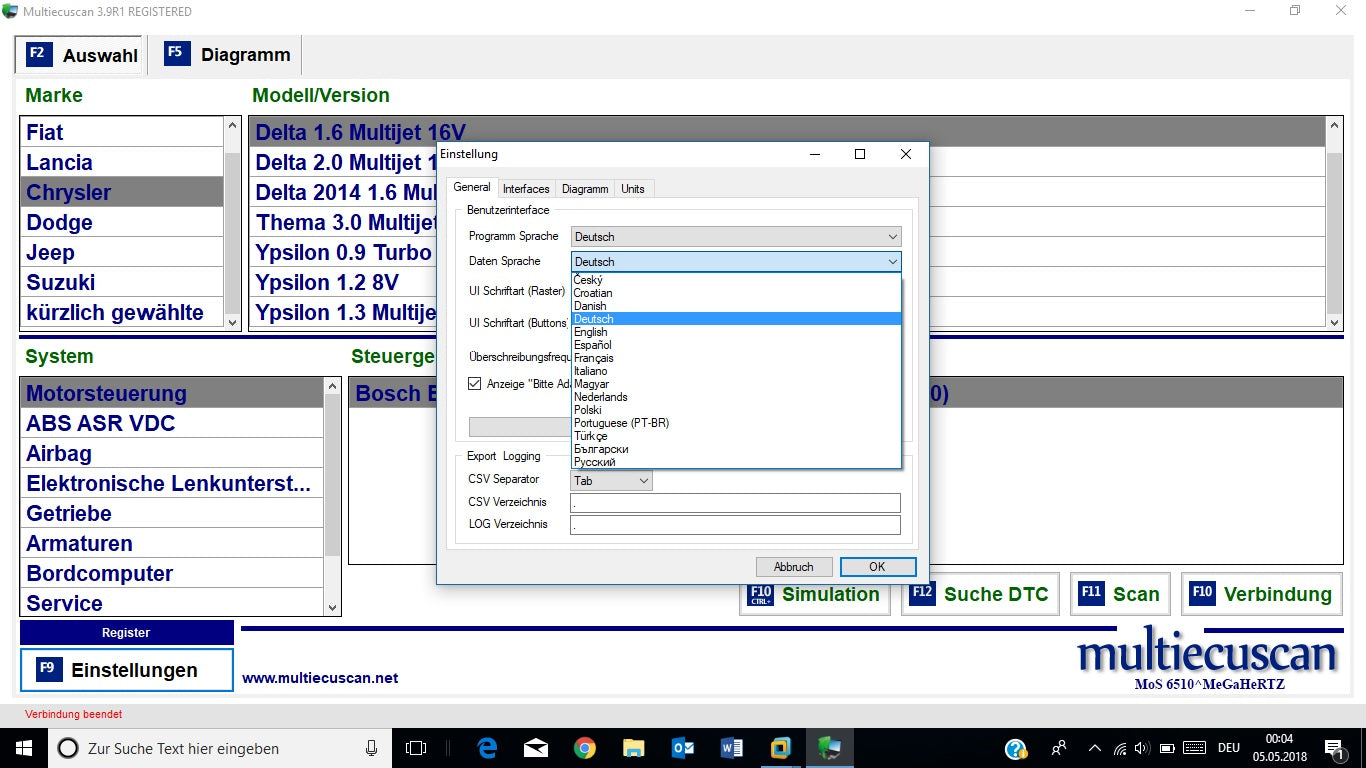 Fiat Multiecuscan 4.2 und 4.6R1 Erscheinungsdatum 03.2020, inclusive Registrierung zur Vollversion, Mehrsprachig , Multiecuscan = Multi-ECU-Scan