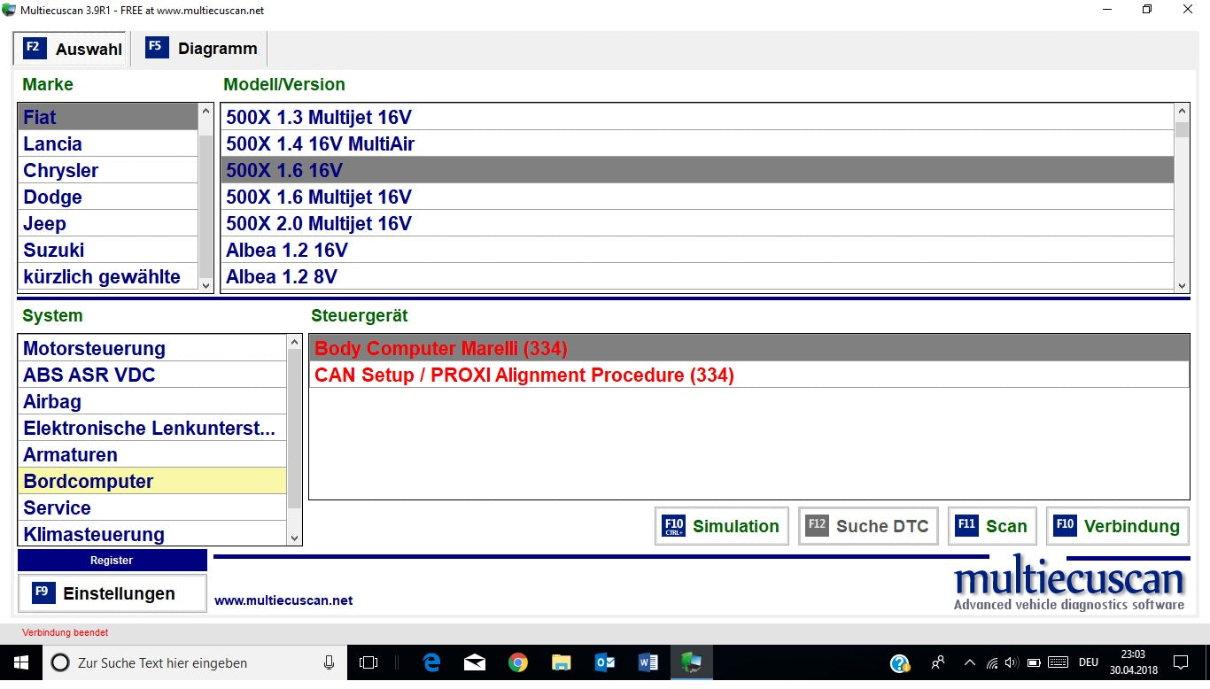 Fiat Multiecuscan 4.2 und 4.6R1 Erscheinungsdatum 03.2020, inclusive Registrierung zur Vollversion, Mehrsprachig , Multiecuscan = Multi-ECU-Scan