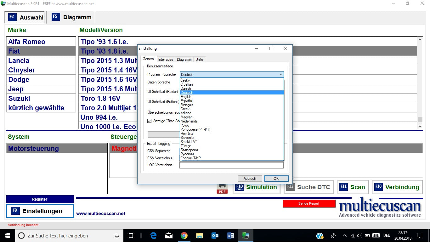 Fiat Multiecuscan 4.2 und 4.6R1 Erscheinungsdatum 03.2020, inclusive Registrierung zur Vollversion, Mehrsprachig , Multiecuscan = Multi-ECU-Scan