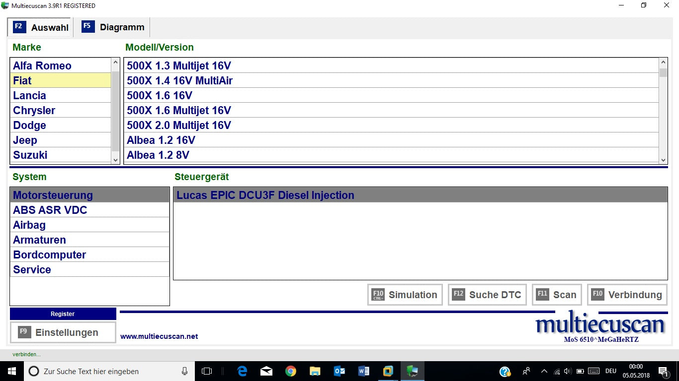 Fiat Multiecuscan 3.9R1 incl. Patch, Mehrsprachig Version vom 27.11.2017, Multiecuscan = Multi-ECU Scan