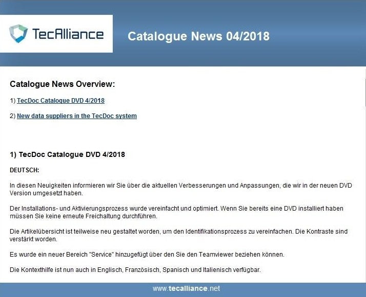 ​TecDoc 4Q.2018 Teile-Katalog, Vollversion fertig installiert