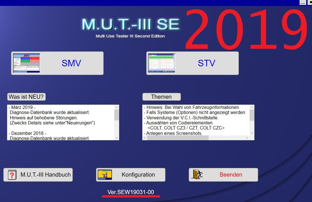 Mitsubishi M.U.T-II SE PRE 19031-00 veröffentlicht 2019 + ECU Rewrite ROM Data 2009-2018 + kostenlos dabei Mitsubishi ASA v.1.8.0.0 + Pauschalpreis-Handbuch