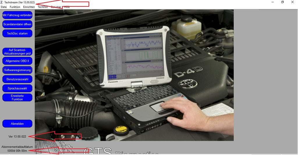 Techstream Version 13.00.022 für Toyota und Lexus GTS – Diagnose  Erscheinungsjahr: 2018