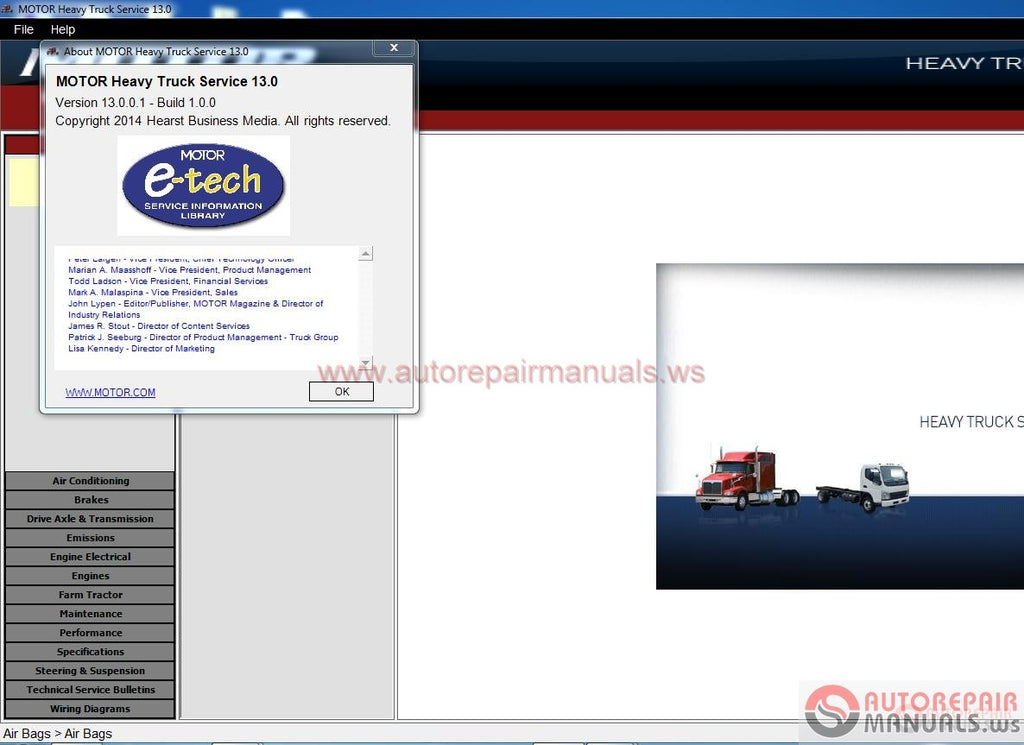 Motor Heavy Truck Service v.13 ,Technisches Informationssystem, Service-Handbuch für Motor-LKW-Service v.13 für LKW, Schaltpläne, Motor-Reparaturanleitungen usw.