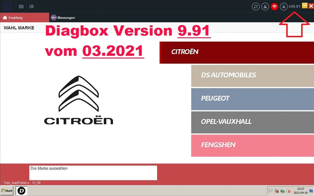 DiagBox Version 9.91 VM Ware von (03.2021) - die neueste voll funktionsfähige Diagnose- und Programmiersoftware von Peugeot, Citroen, DS-Mobile, Opel Vauxhall und FengShen 
