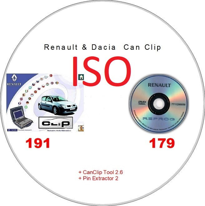 Renault Dacia CanClip 191 + Reprog 179 (10.2019) als ISO zum selber installieren