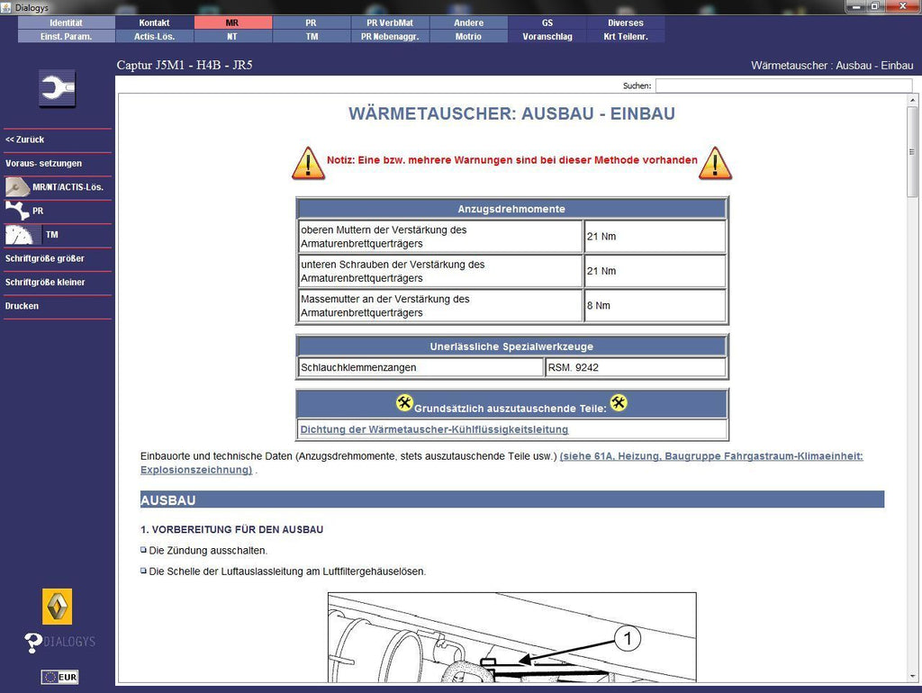 Renault Dacia Dialogys 09/2018 Applikation Programm 7.5.6 Version 4.76 komplett in Deutsch