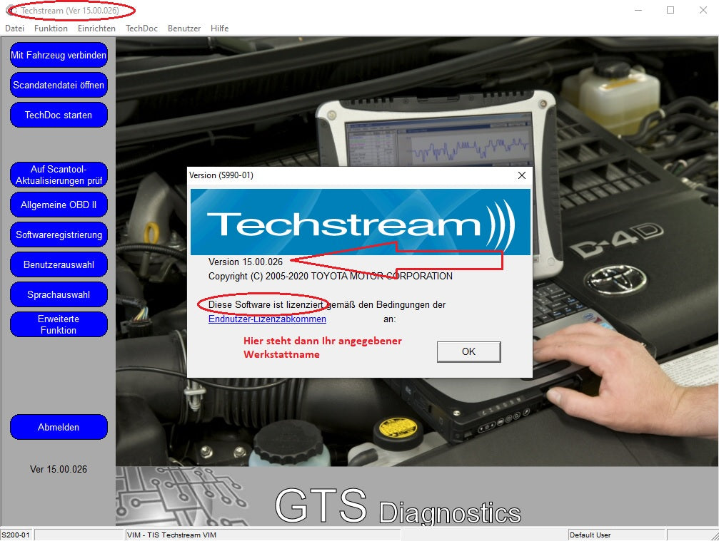 Techstream Version 15.00.026 für Toyota und Lexus GTS – Diagnose  Erscheinungsdatum: 03.2020