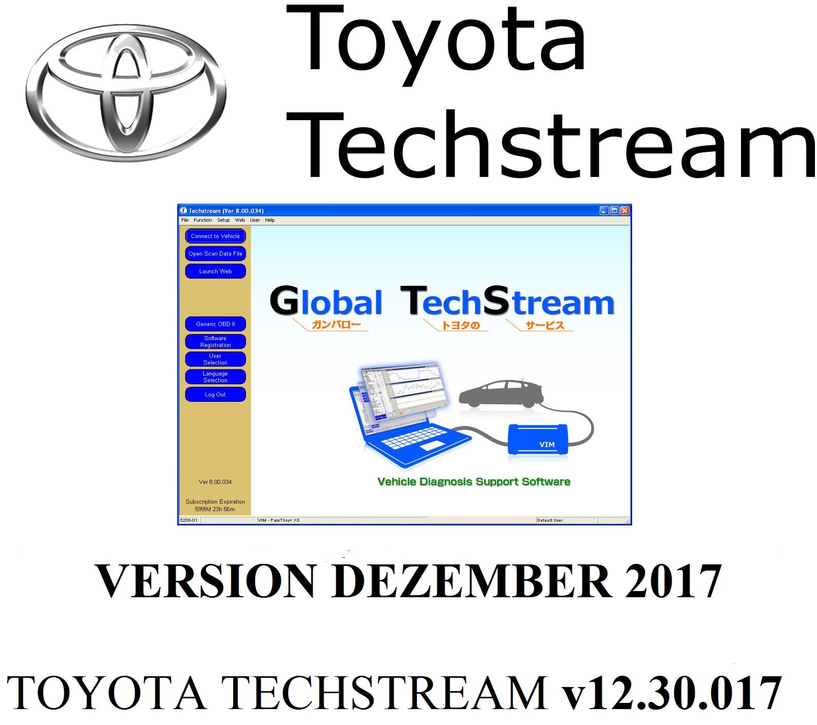 TOYOTA TECHSTREAM v12.30.017 as VMWARE This is the latest version of ...