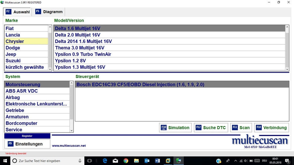 Fiat Multiecuscan 4.2 und 4.6R1 Erscheinungsdatum 03.2020, inclusive Registrierung zur Vollversion, Mehrsprachig , Multiecuscan = Multi-ECU-Scan