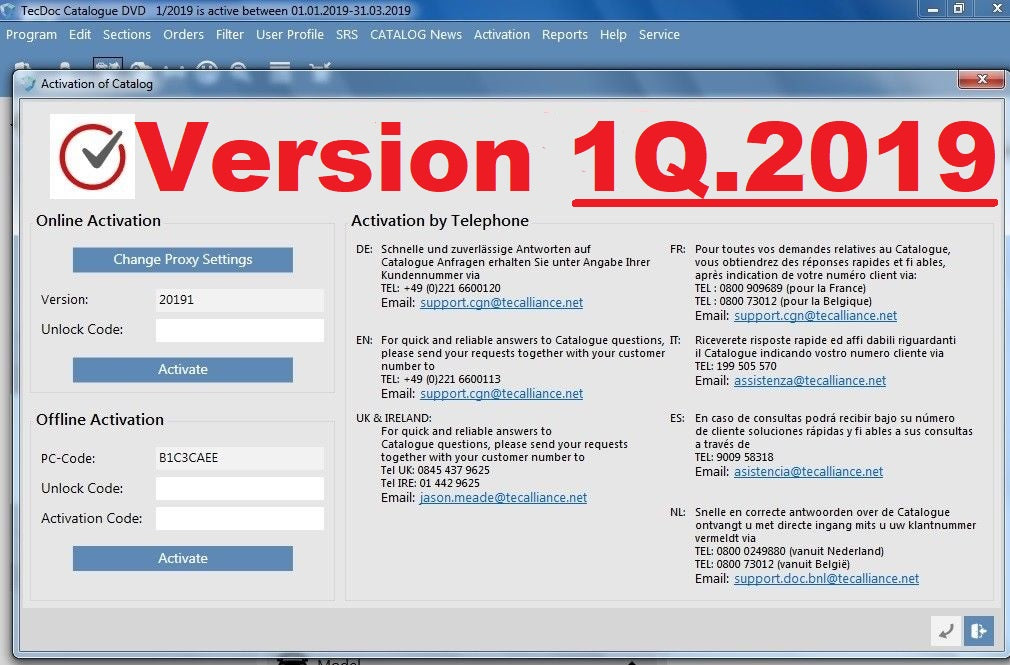Teile-Katalog ​TecAlliance 1Q.2019 , Vollversion fertig installiert