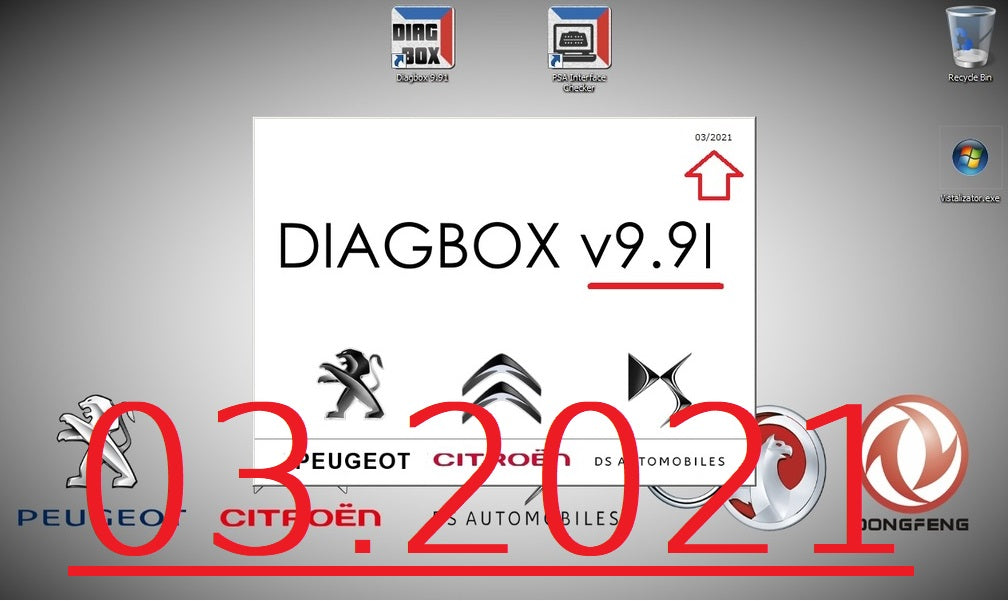 DiagBox Version 9.91 VM Ware von (03.2021) - die neueste voll funktionsfähige Diagnose- und Programmiersoftware von Peugeot, Citroen, DS-Mobile, Opel Vauxhall und FengShen 