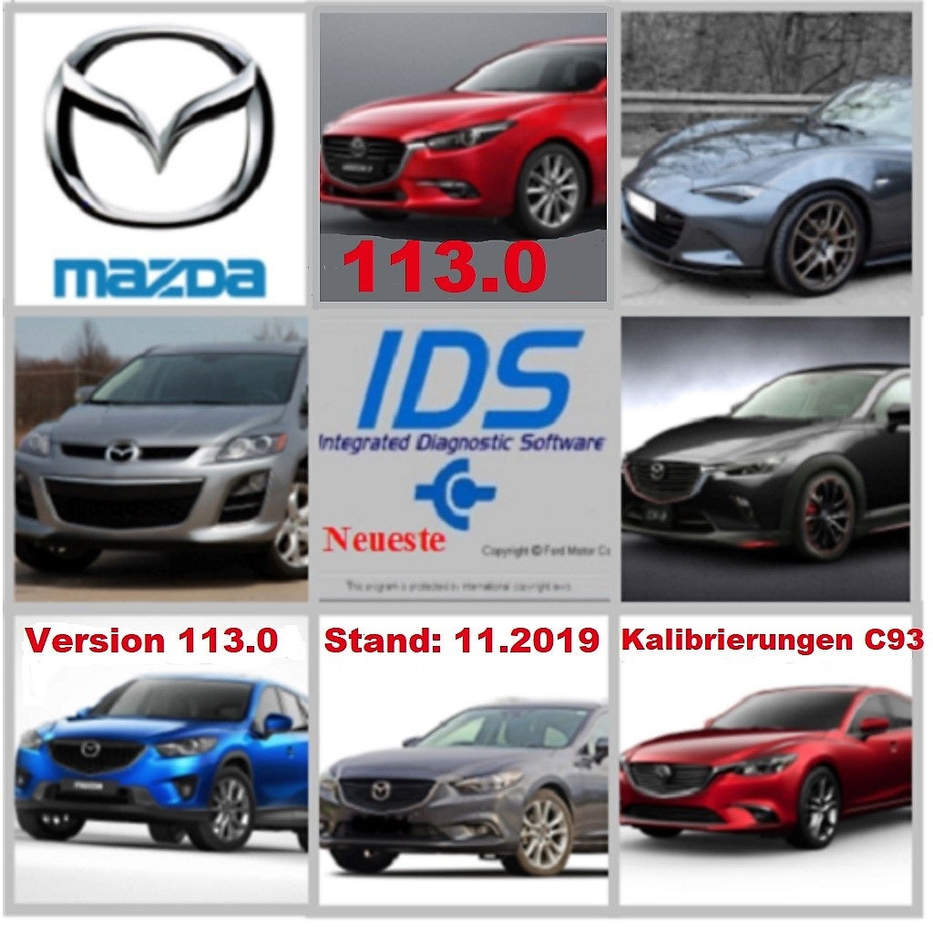 ​Mazda IDS 113.00 + Kalibrierungen C93 Diagnose Software von 11.2019 zum selber installieren